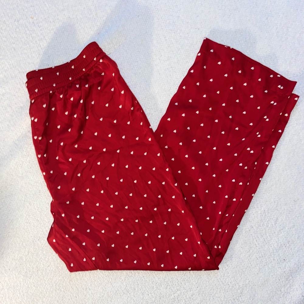 Banana Republic Red Pajama Pants with White Hearts
